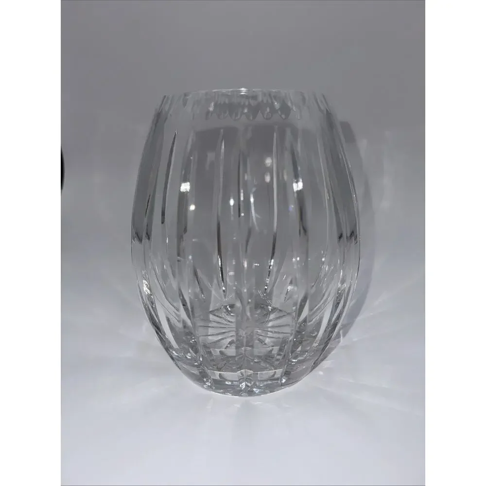 Lead Crystal Vertical Vase 7.5” By 6” With 4” Heavy vintage